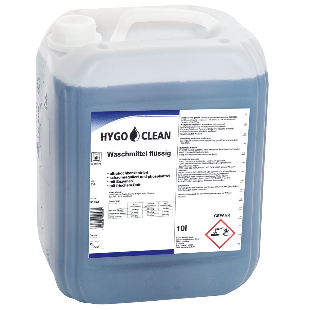 Waschmittel flüssig 10 Liter Farbe: Transparent Vollwaschmittel