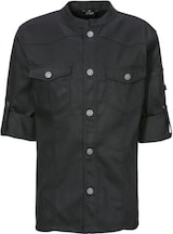 thumbnail of 227 - Kochjacke Westernstyle, langarm, Druckknöpfe : schwarz 65% Polyester 35%Baumwolle 220 g/m² 3XL