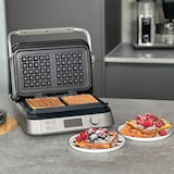 thumbnail of KLAMER Waffeleisen belgische Waffel, Waffeleisen doppelt mit 7 Stufen und 5 Programmen, Platten mit Antihaftbeschichtung, 1600W, grau