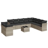 thumbnail of vidaXL 11-tlg. Garten-Sofagarnitur mit Kissen Hellgrau Poly Rattan