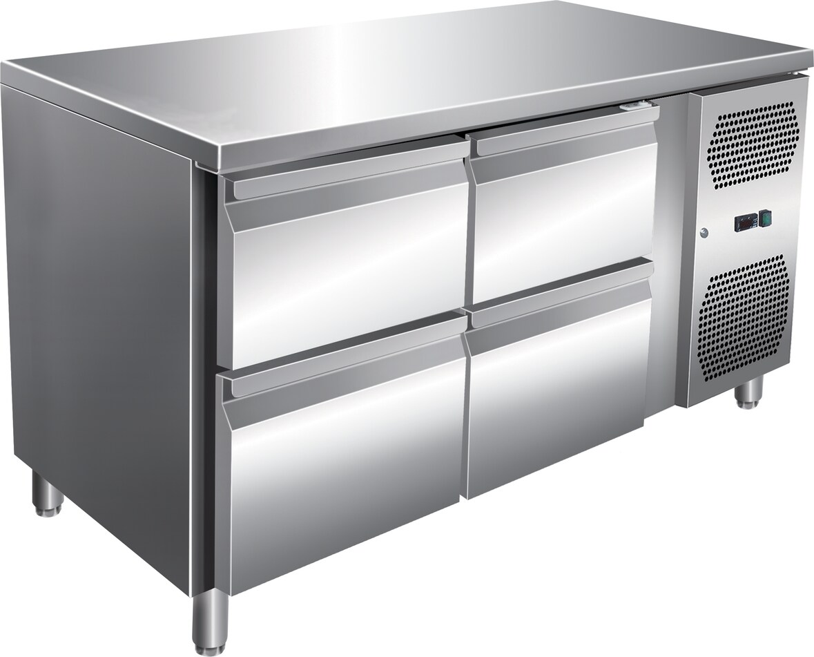 Gastro Edelstahl Kühltisch Kühltheke 4 Schubladen 314 L -2/+8°C