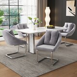 thumbnail of Esszimmerstuhl 2er Set Samt Grau 82x59x65 cm mit Drehfunktion Kissen Metallgestell ergonomisch modern für Wohn und Essbereich