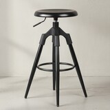 thumbnail of Industrie Barhocker `Tiber`: Höhenverstellbar, drehbar, Eisenmaterial, Kunststoffkappen, 72-80 cm. Schwarz, 53x53x80 cm | Kadima Design