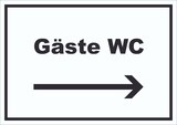 thumbnail of Gäste WC Schild mit Text und Richtungspfeil rechts Toilette waagerecht A6 (105x148mm)