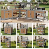 thumbnail of Merax Outdoor Küchenschrank L-Form, wetterfest, mit Spüle & Wasserhahn, Edelstahl-Arbeitsplatte, BBQ Grillstation mit Stauraum & Flaschenöffner, Grau