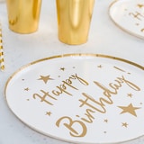 thumbnail of Assiettes gamme air 23 cm happy birthday or (120 unités) MESA BELLA