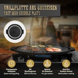 thumbnail of BBQ#BOSS Grillplatte Ø32 cm – Gusseisen, gerippte Plancha mit zwei Griffen, Pfanne für Gas-, Kohle- & Elektrogrill, Gussplatte Grillpfanne