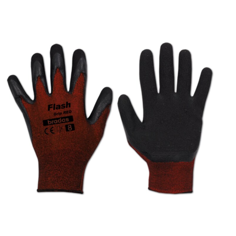 Bradas Arbeitshandschuh Flash Grip RED, schwarz/rot, S