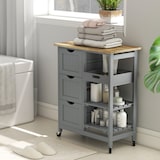thumbnail of HOMCOM carro de cocina carrito auxiliar con ruedas 3 cajones 2 estantes abiertos y bandeja extraíble para comedor salón 67x37x85,5 cm gris