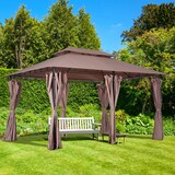 thumbnail of Outsunny Gazebo 4x3 in Acciaio con Doppio Tetto e Tende Impermeabili