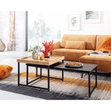 thumbnail of Couchtisch 2er Set Holz / Metall Sofatisch Eckig Eiche Schwarz Modern, Beistelltisch 2-teilig, Design Wohnzimmertische, Holztisch