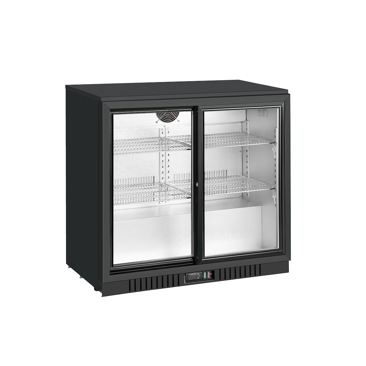 METRO Professional Frigo vetrina per bevande GBC3102, alluminio/vetro, 90 x 52 x 86.5cm, 198 L, ventilata, 2 porte, nero