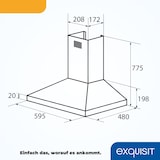 thumbnail of Exquisit Kamin-Dunstabzugshaube, 60cm Breite, Umluft, Abluft, 68 Watt, KH 60-8.3 inox