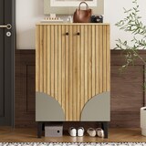 thumbnail of Moderner Holz Schuhschrank 60x32x94 cm mit Türen – Platzsparender Schuh-Organizer in Natur für Flur, Wohnzimmer & kleine Räume