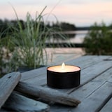 thumbnail of XXL LED Teelicht gelbe LED H: 7cm D: 10cm Batteriebetrieb Timer Outdoor schwarz