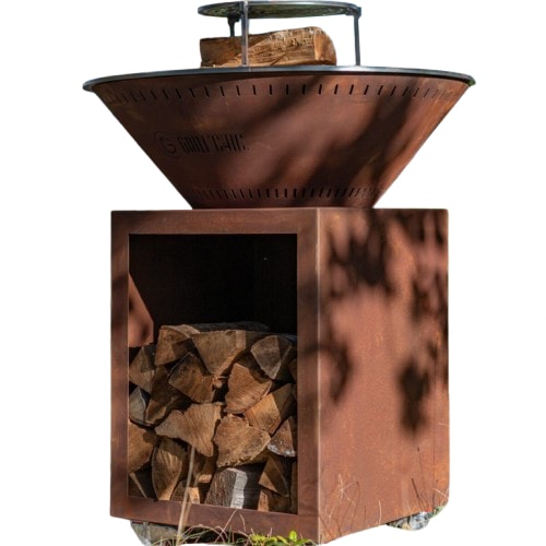 SPRING PACK - Braséro Barbecue Plancha Classique Ø 83 cm, em corten DOUBLE CUVE - 100% Made in France - BRA809CCOR+