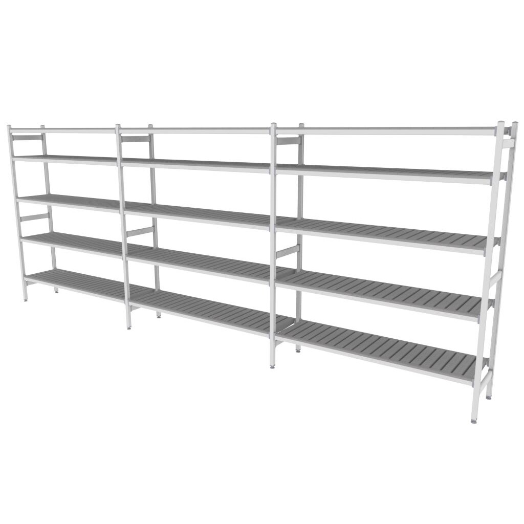 Top series scaffalatura lineare in alluminio e plastica con 5 ripiani 5090x450xH2000