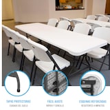 thumbnail of Mesa rectangular patas plegables blanco efecto granito Lifetime 244x76x74 cm