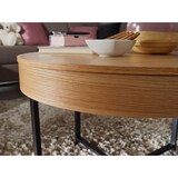 thumbnail of Couchtisch Holzoptik-Metallbeine, runder Tisch mit Stauraum, moderner Industrial-Look. 69x69x49 cm | Kadima Design