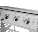 thumbnail of METRO PROFESSIONAL Plancha de gas con 6 quemadores, acero/acero inoxidable, 165x62x101 cm, mesa lateral, con funda protectora y ruedas, plateado