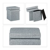 thumbnail of Relaxdays Sitzhocker mit Lehne, HxBxT:73x38x38cm, stabiler Sitzcube mit Fußablage, Leinen, Aufbewahrungsbox, grau