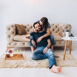 thumbnail of Relaxdays Serviertablett, Walnuss, H x B x T: 5 x 46 x 31 cm, Essenstablett mit Griffen, hoher Rand, rechteckig, natur