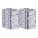 thumbnail of PROREGAL SuperSparSet 10x Eurobox NextGen Economy mit Scharnierdeckel & roten Verschlüssen, Griffe zu, HxBxT 17x40x60cm, 34L, Eurobehälter, Box