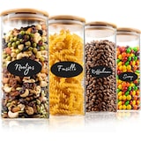 thumbnail of Five Stars® Voorraadpotten - Glas met deksel - 4 Delige Set - 1200 ML - Duurzaam - Inclusief Herschrijfbare Stickers & Pen