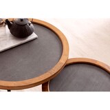 thumbnail of Couchtisch FineBuy Wohnzimmertisch 2er Set Rund Holz / Steinoptik Satztisch