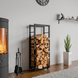 thumbnail of DELUKE® Kaminholzregal innen Metall SATLO mit Rollen Brennholzregal innen Kaminholzständer Kaminholzhalter Feuerholzregal Schwarz, 25x40x125cm