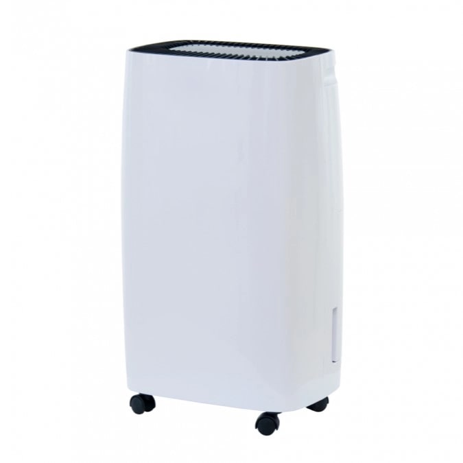 Desumidificador portátil com fluxo de ar de 140 m³/h, capacidade de desumidificação de 10l/24h a 30°C/80%, faixa de trabalho 6-35°C