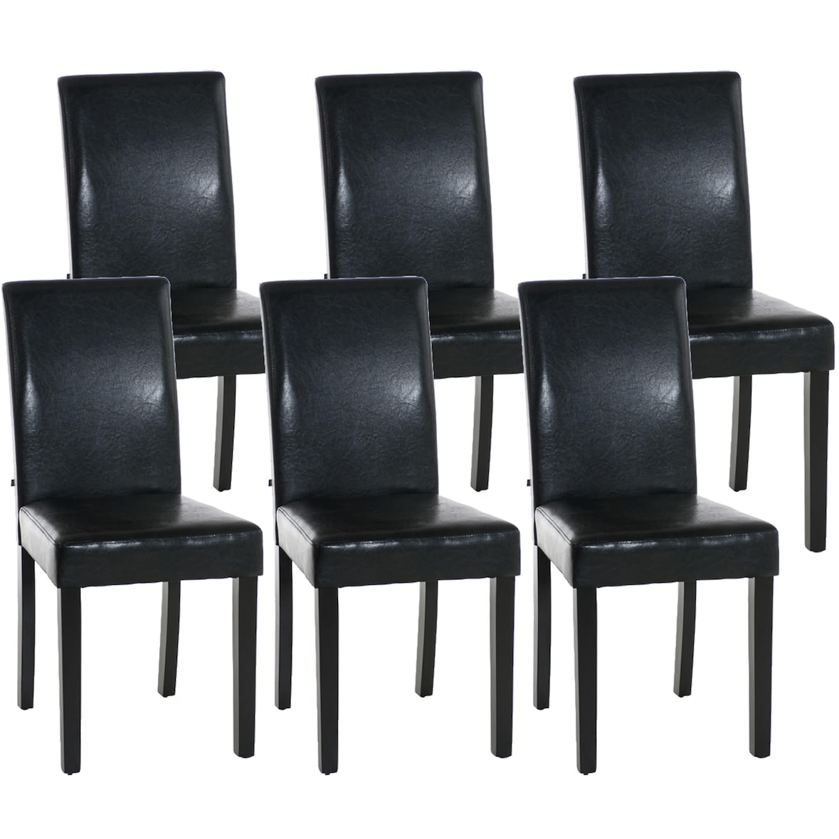 Conjunto de 6 cadeiras de sala de jantar em imitação de pele Ina preto/preto