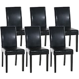 thumbnail of Conjunto de 6 cadeiras de sala de jantar em imitação de pele Ina preto/preto