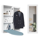 thumbnail of Bügelbrettschrank Wandmontage Spiegel Weiß 94x34x18 cm mit klappbarem Bügelbrett, 2 Fächern, Türhaken, MDF Korpus, platzsparend