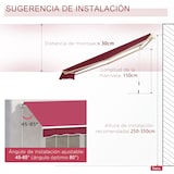 thumbnail of Toldo Manual Plegable de Aluminio con Manivela Terraza Balcón 395x245 cm Rojo