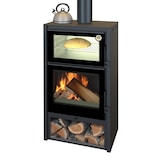 thumbnail of EEK A+ Kaminofen Modena LUX mit XXL-Edelstahlbackfach, schwarz - 7,4kW