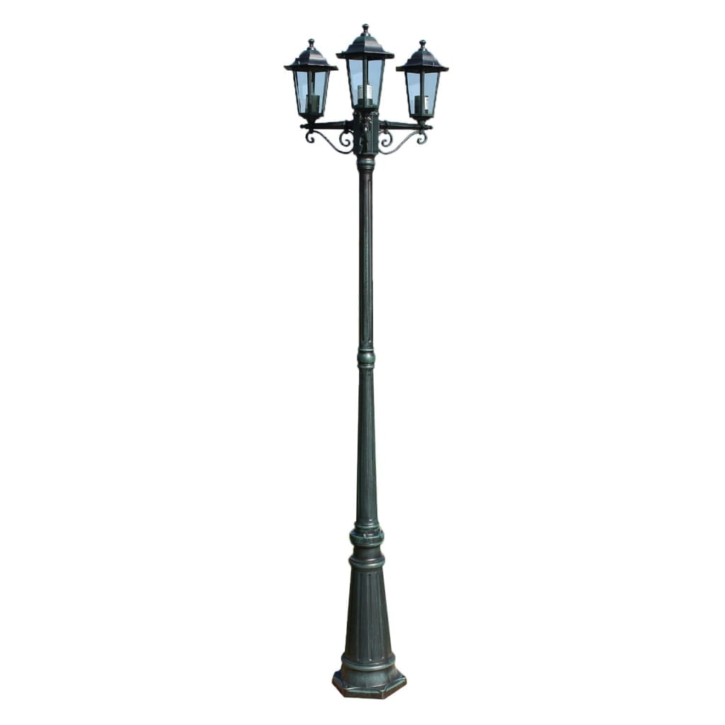 Helloshop26 - Lampada da terra da giardino a 3 bracci 215 cm alluminio verde scuro 02_0042534