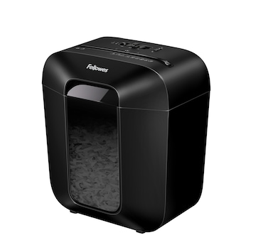 Fellowes Distruggidocumenti a frammento LX25, 6 fogli, per uso personale, con blocco di sicurezza, cestino da 11,5L, sicurezza P-4, nero, 4170501