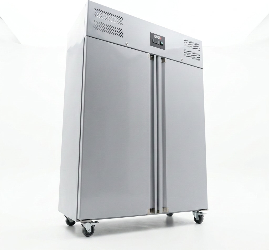 Romux® Kühlschrank mit 2 Türen 148 cm mit Umluftkühlung | Gastro Kühlschrank aus Edelstahl mit 1300 L Kapazität - 6 Einlegeböden und 450 W