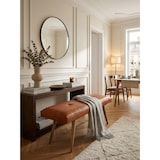 thumbnail of Retro-Sitzbank aus Ziegenleder und massivem Holz, stabil, 200 kg Belastbarkeit. 117x38x51 cm | Kadima Design