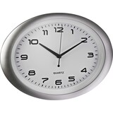 thumbnail of Wanduhr oval Kunststoff 40x30cm silber/weiß