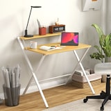 thumbnail of HOMCOM escritorio plegable mesa de escritorio plegable con estante abierto escritorio pequeño para estudio hogar oficina 86x66x82 cm natural