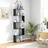 thumbnail of Estantería librería de 5 niveles estantería de madera estantería para libros en forma de S siseño moderno 60x24x184,5 cm blanco y negro