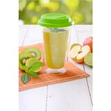 thumbnail of Doppelglas-Becher, 300 ml, 'Sommer', mit grünem Deckel