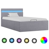 thumbnail of vidaXL Bett mit Bettkasten Hydraulisch LED Hellgrau Stoff 90x200 cm