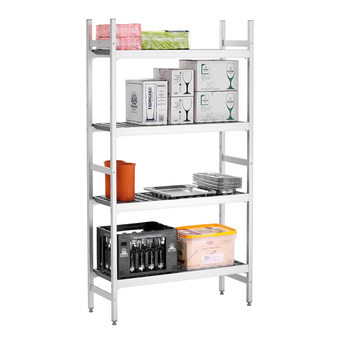 Reksysteem  kit 1 | 4 schappen | 1/1-1/2-1/3-2/3 GN | 960x360x1800(h)mm