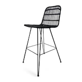 thumbnail of Tabouret de bar noir style nature aspect rotin en résine tressée et pieds en métal noir