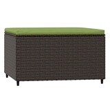 thumbnail of vidaXL Gartenhocker 2 Stk., Sitzhocker mit Kissen Stahlrahmen, Modular Hocker für Garten Terrasse, Fußhocker Gartenmöbel, Braun Poly Rattan