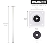 thumbnail of WAGNER Möbelbein CLASSIC RETRO - Ø 30 x 600 mm, Anschraubplatte 60 x 60 mm, Gewinde Ø 10 mm, Stahl, weiß - 12166001