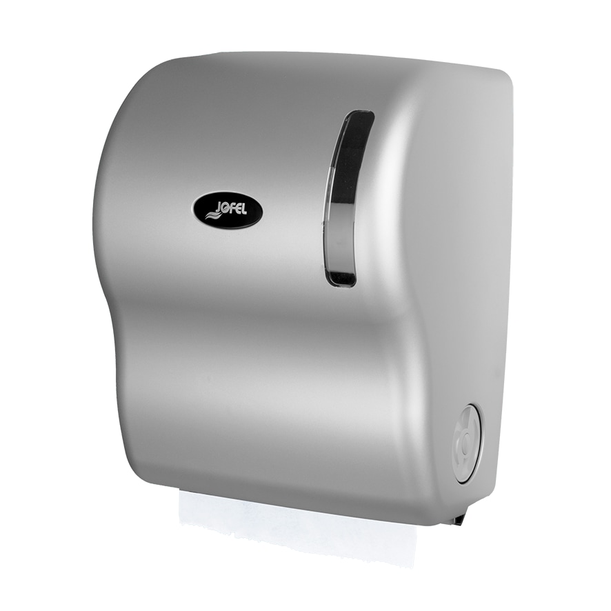 Jofel - Dispensador de Papel Bobina en Continuo, Diámetro max. 210mm, Servicios Pre-Cortados de 27cm, Máxima Higiene y Ahorro, AG56300, Silver